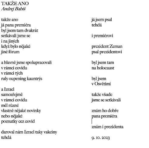 Byl jsem tam na holocaust, byl jsem v Osvětimi, aneb nejnovější báseň AB – Otevřené noviny