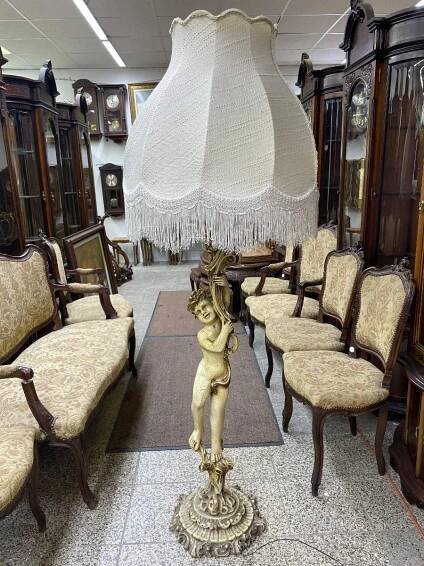 TOP-Luxusní figurální barokní lampa-TOP dřevo  - Starožitnosti