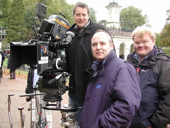 Camera operator Chris Plevin, photographed whilst operating on Band of Brothers.