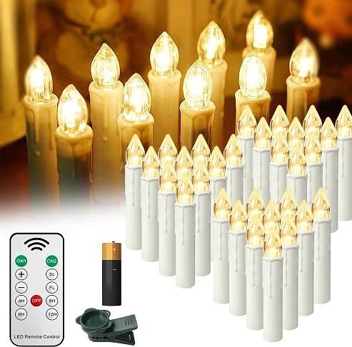 UISEBRT 40x LED svíčky Svíčky na vánoční stromek Bezdrátové vánoční svíčky LED svíčky