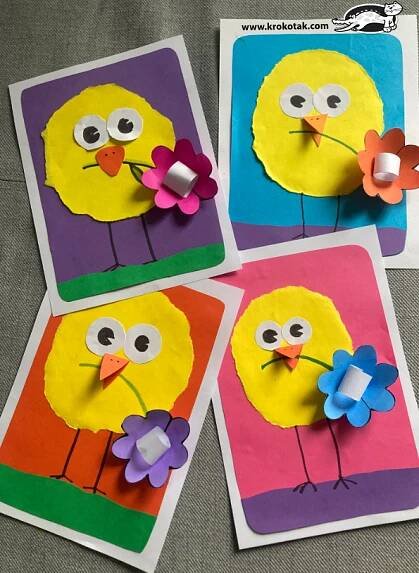 krokotak | Chicken Card-Paper Craft Techniques Paper Tearing