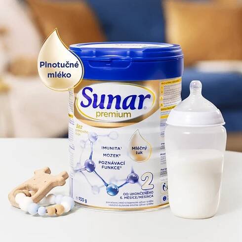 Sunar Premium 2, pokračovací kojenecké mléko od uk. 6. měsíce