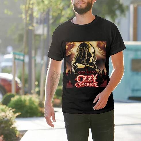 Tričko černé s s potiskem God Bless Ozzy Osbourne Velikost 5XL