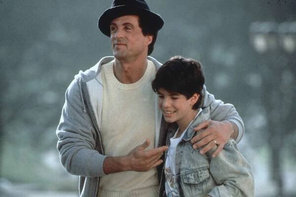 Sylvester Stallone as Rocky and Sage Stallone as Rocky Jr. in 1990's 'Rocky V'