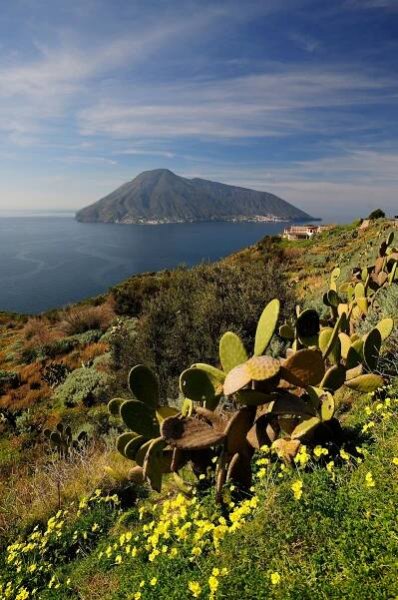 Island of Salina seen from the coast of Lipari.