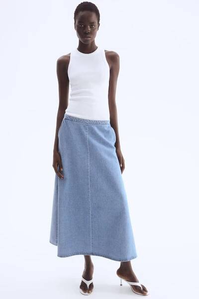 Zobrazit větší obrázek: Džínová midi sukně - Denim blue - ŽENY | H&M CZ 1