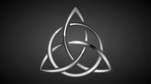 triquetra je symbolem skandinávské mytologie. geometrické logo - trojhranná kost stock ilustrace