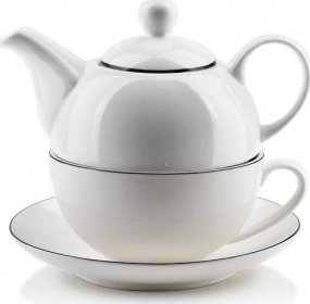 Affek Design Laury porcelánová konvička na čaj se šálkem 450 ml bílá