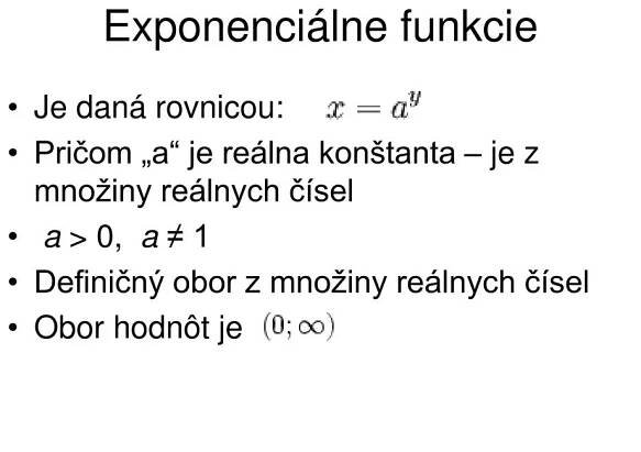 PPT - Exponenciálne a logaritmické funkcie PowerPoint Presentation, free download - ID:6582673