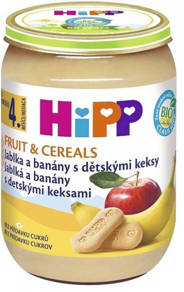 HiPP BIO Jablka a banány s dětskými keksy 6 x 190 g od 49 Kč