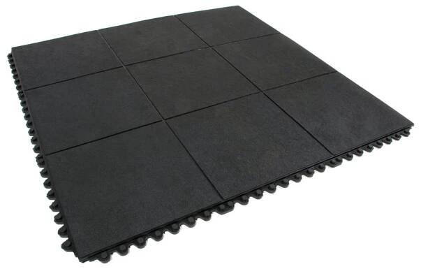 Dlaždicová podlahová rohož Solid Fatigue Step 0,9 x 0,9 m, směs guma-nitril, černá - EMPORO