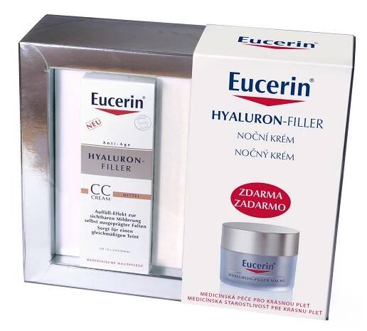 EUCERIN PROMO HYALURON FILLER CC krém (odstín střední) 50ml + noční krém 20ml zdarma