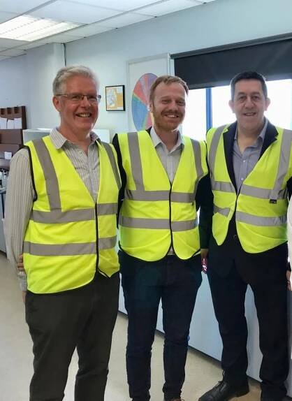 Brian Watts Great Northern Distillery May 2018 meeting Stuart McNamara and James Murphy from Portmagee Whiskey.