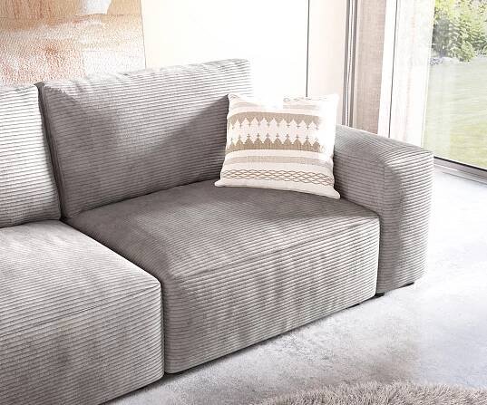 Velká pohovka Lanzo D 250x105 cm manšestr stříbrnošedá - DELIFE.cz