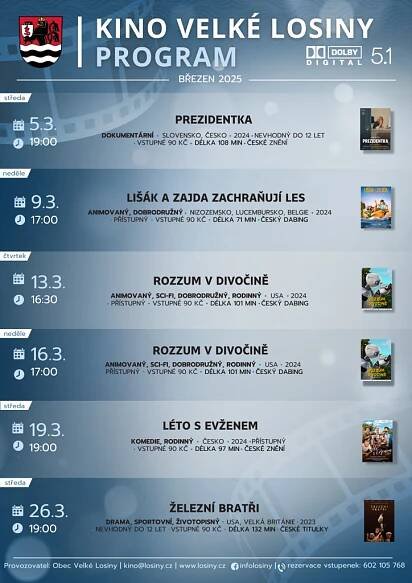 Březnový program Kina Velké Losiny 