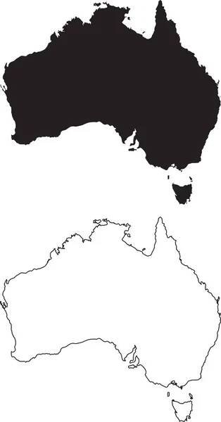 Mapa Austrálie. Černá silueta země mapa izolované na bílém pozadí. Černý obrys na bílém pozadí. Vektorový — Ilustrace