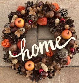 Podzimní věnec na dveře Home oranžový - Dekorace Janina