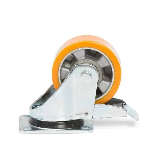 Polyuretanové kolo 125x50 mm, nosnost 450 kg, otočné s brzdou