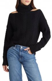 Nordstrom Rack PAIGE Women's Lorilee Cold Shoulder Turtleneck Wool Blend Sweater