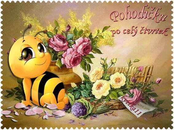 a painting of a bee sitting next to flowers