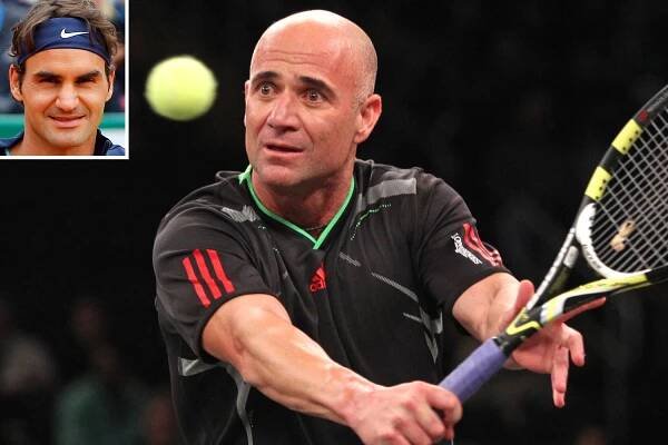 Andre Agassi doesn't think 17-time majors winner Roger Federer (inset) is the best player of all time.
