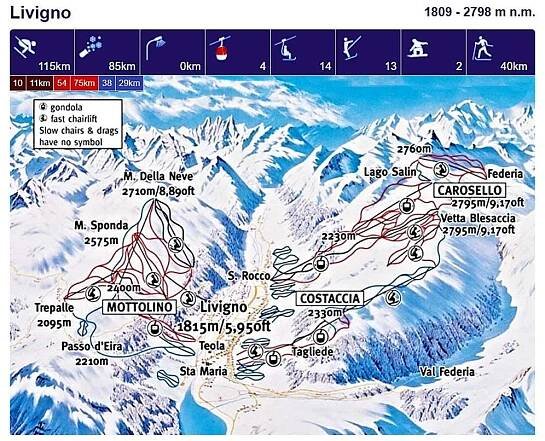 Passo Tonale - mapa střediska