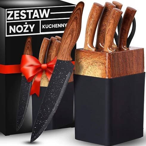 SADA KUCHYŇSKÝCH NOŽŮ SADA 5 KUSŮ OSTRÝCH NOŽE STOJAN 7 KUSŮ