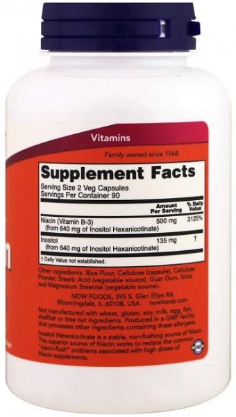 Flush-Free Niacin (Vitamin B3) 250 mg, 180 veg.kapslí