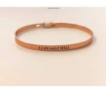 Náramek Náramek z mosazi s nápisem "I CAN AND I WILL" (Náramek s nápisem)