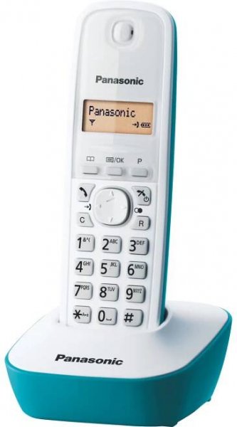 Panasonic KX-TG1611 DECT bezdrátový telefon (snadné použití, telefonní seznam 50 položek, podsvícený LCD displej, hodiny, budík), bílá a modrá - Značkový obchod Panasonic