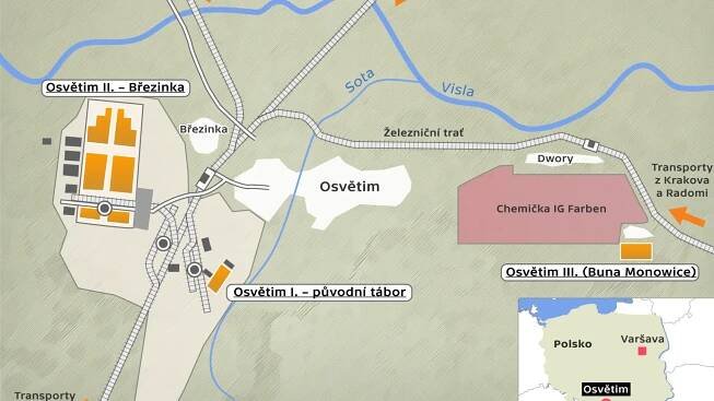 Koncentrační tábor Osvětim – mapa