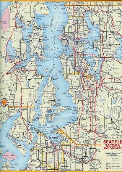 1956 Map of Seattle Tacoma area