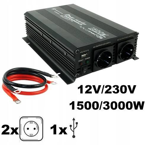 MĚNIČ NAPĚTÍ NAPĚTÍ 12V/230V VÝKON 1500/3000W