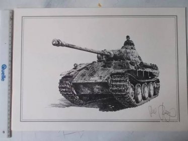 Grafický autorský list Pavel Rampir Military zbran letadlo tank Panter - Sběratelství
