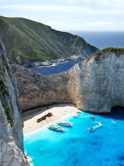 The famous shipwreck on Zakynthos Island, Greece.