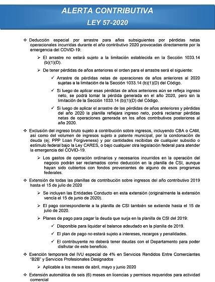 Alerta Contributiva Ley 57-2020