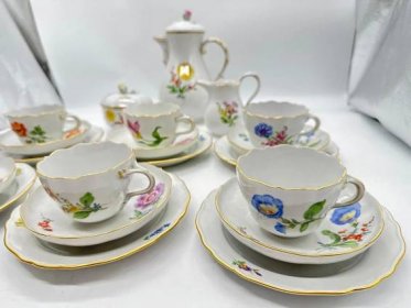 Míšeň, Meissen porcelánový kávový servis 21 kusů - Starožitnosti a umění