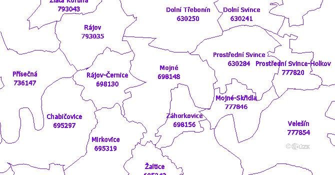 Katastrální mapa Mojné
