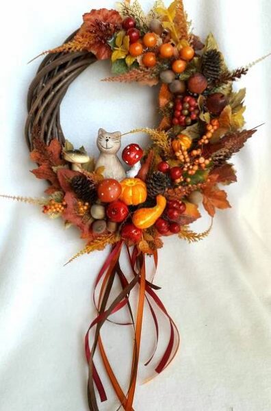 Autumn Leaves and Berries Wreath for Front Door