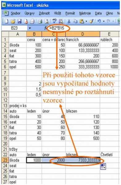 excel absolutní adresy