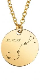 dárkový náhrdelník s gravírováním hvězdy znamení zvěrokruhu a jména datum ocelový dárek k Vánocům narozeninový dárek pro dceru manželku matku milovanou osobu