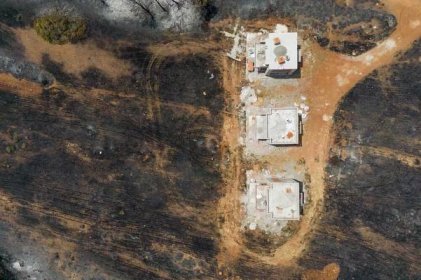 An aerial photo from the village of Gennadi on Rhodes shows the aftermath of the wildfires. AP