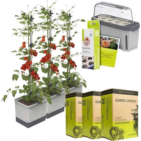 Gusta Garden Tomaten-Power-Set 9-teilig hellgrau TOM TOMATO / HARRY HERBS / Zubehör / W07067 Nádoba na rostliny