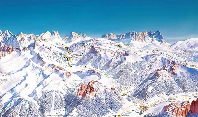 Passo San Pellegrino - Falcade / Trevalli - Lyžovačka v Alpách