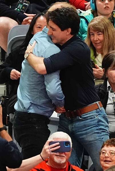 The Duke of Sussex sits with Prime Minister of Canada Justin Trudeau as they watch the Indoor Rowing at the Vancouver Convention Centre (VCC) during the 2025 Invictus Games in Vancouver, Canada. 