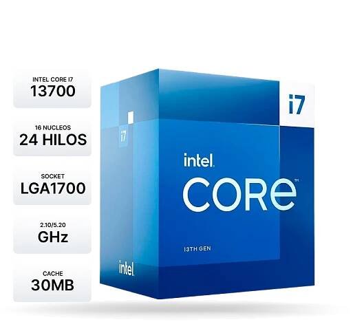 Procesador Intel Core i7-13700 2.10/5.20GHz 30MB SmartCaché LGA1700,Intel UHD Graphics 770, 219W. 17