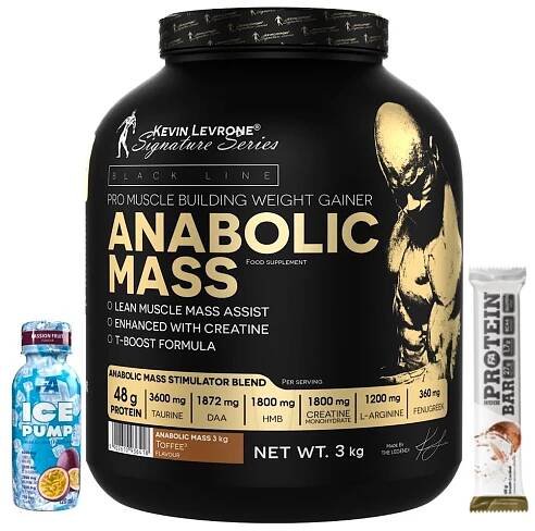 Kevin Levrone Anabolic Mass 3000 g + Ice Pump Shot 120 ml a High protein bar 68 g ZDARMA!