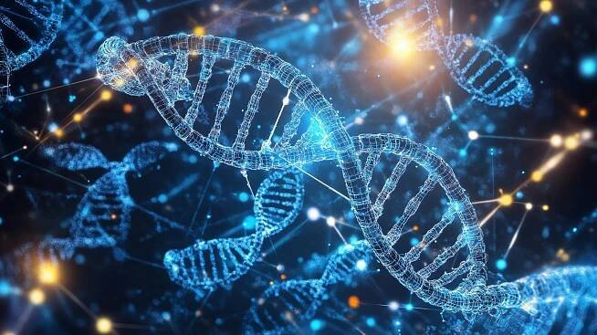 Vizualizace šroubovice DNA (ilustrační obrázek)