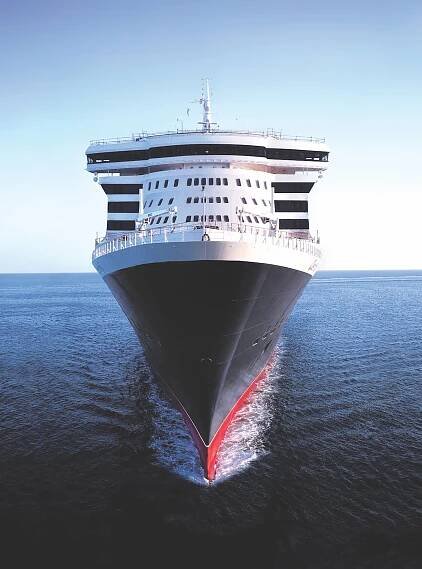 The Queen Mary 2 ocean liner at sea.