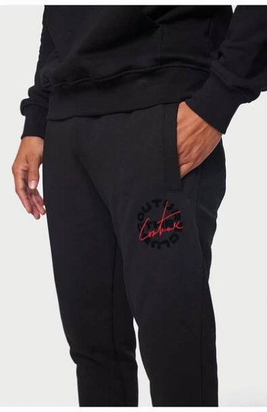 The Couture Club Pánské Černé Tepláky Slim Fit Circle Branded Logo